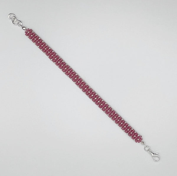 Sydney Beaded Bracelet - Dark Pink and Silver