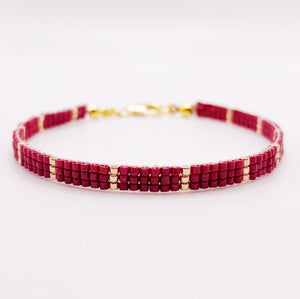 Eva Beaded Bracelet - Red and Gold