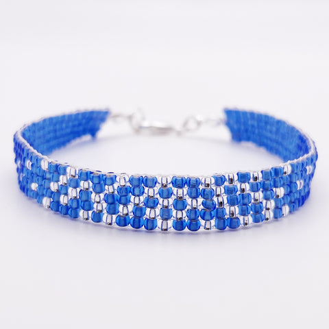 Savannah Beaded Bracelet - Blue and Silver