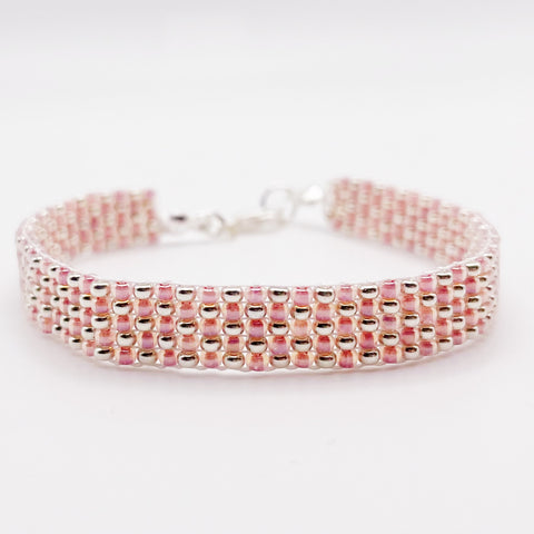 Austin Beaded Bracelet - Pink and Silver