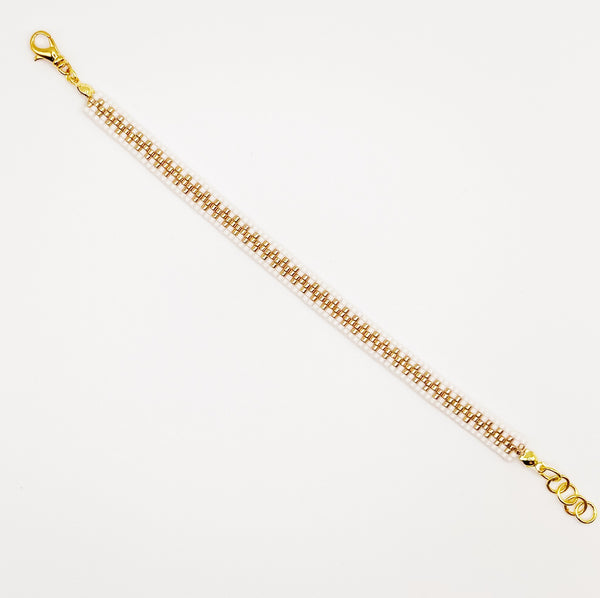 Hailey Beaded Bracelet - Ivory & Gold