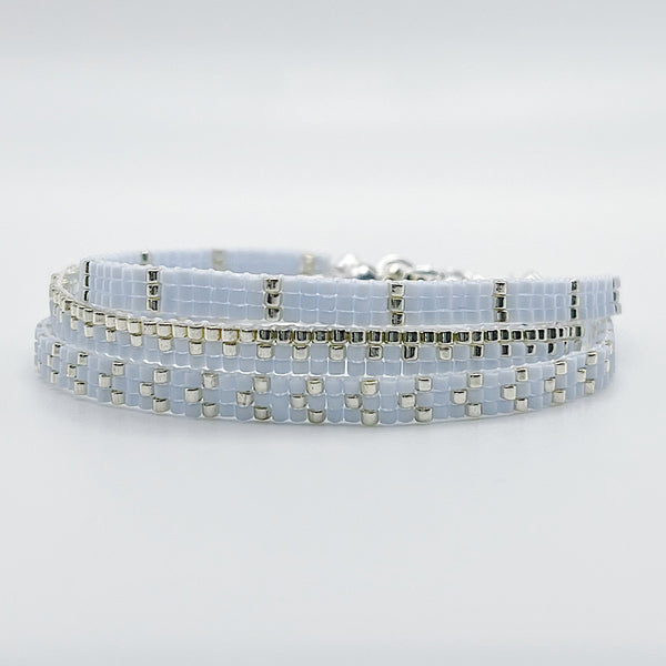 Rita Beaded Bracelet - Light Blue & Silver