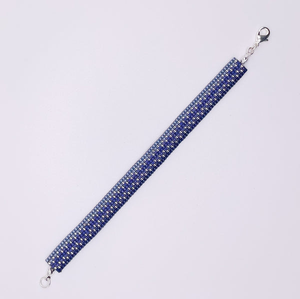 Cora Beaded Bracelet - Blue Ombré and Silver