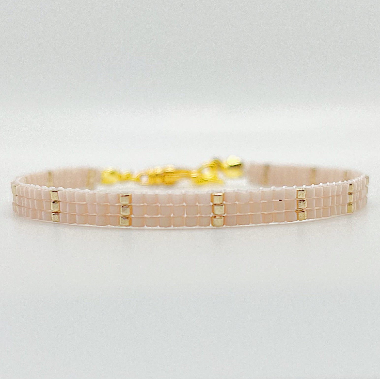 Eva Beaded Bracelet - Light Pink and Gold
