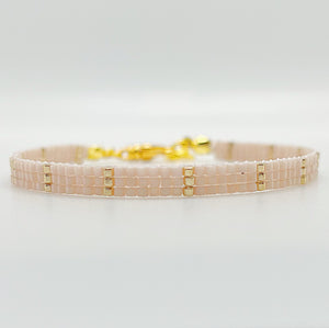 Eva Beaded Bracelet - Light Pink and Gold