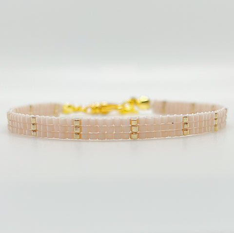 Eva Beaded Bracelet - Light Pink and Gold