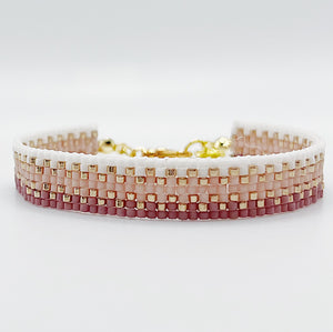 Cora Beaded Bracelet - Mauve Ombré & Gold