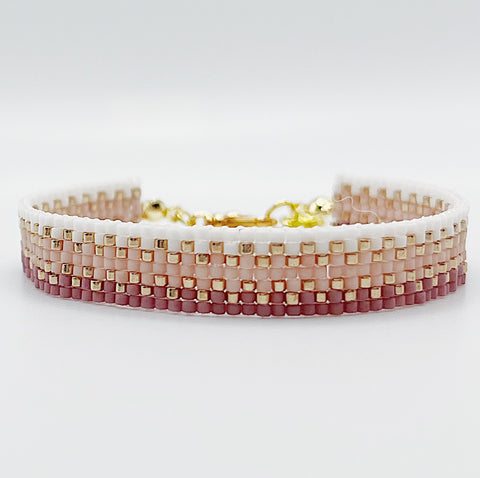 Cora Beaded Bracelet - Mauve Ombré & Gold