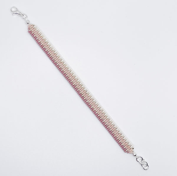 Cora Beaded Bracelet - Mauve Ombré & Silver