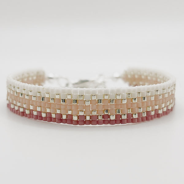 Cora Beaded Bracelet - Mauve Ombré & Silver