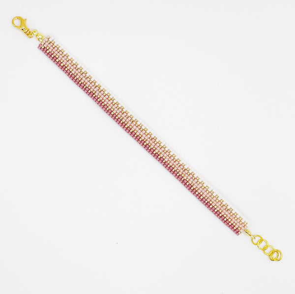 Cora Beaded Bracelet - Mauve Ombré & Gold