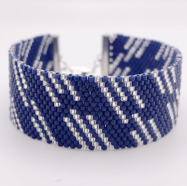 Audrey Beaded Cuff - Blue and Silver