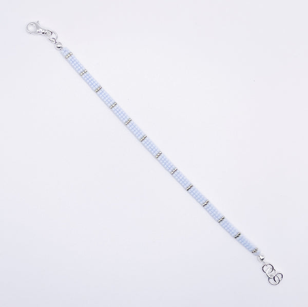 Eva Beaded Bracelet - Light Blue & Silver