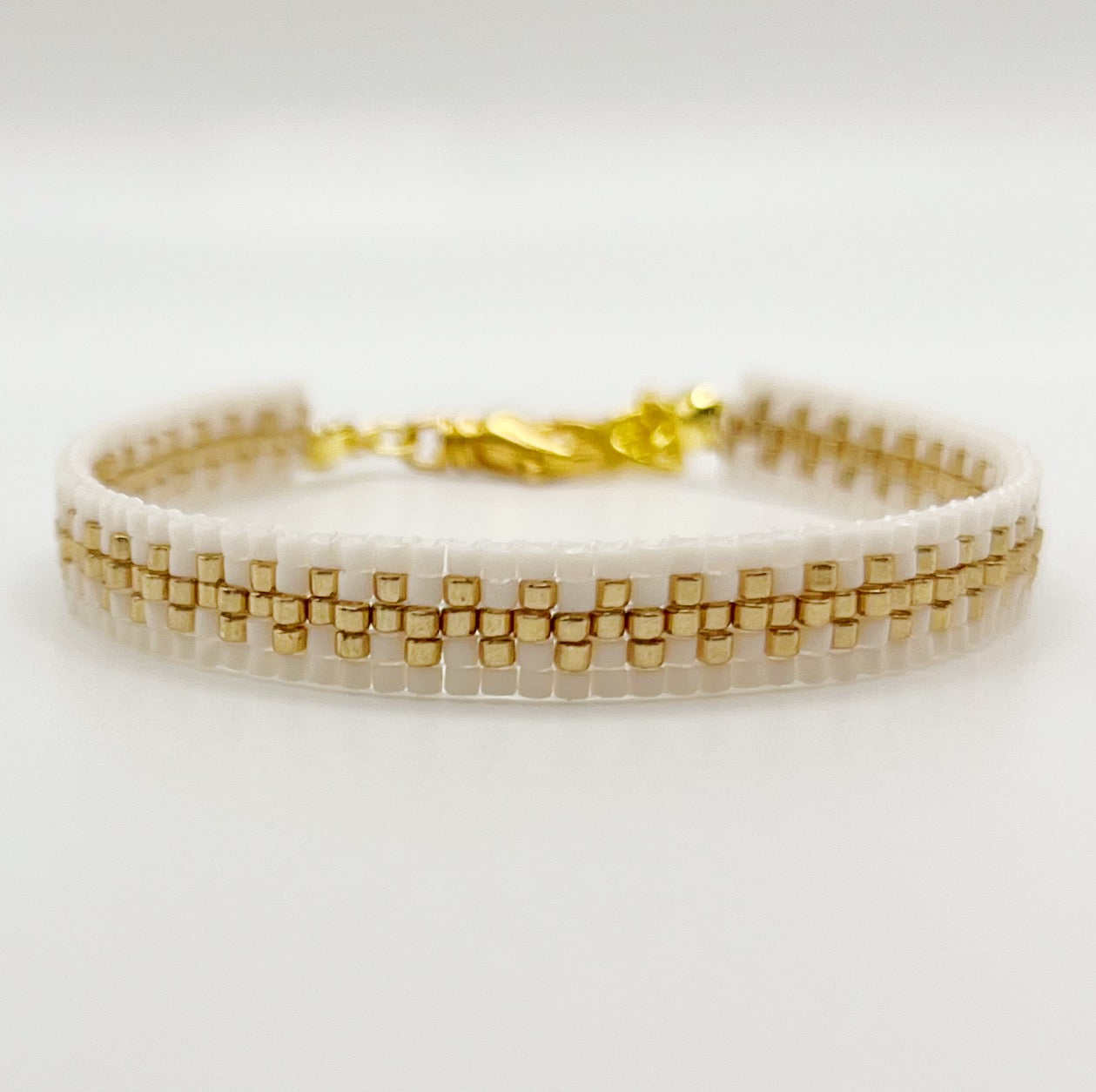 Hailey Beaded Bracelet - Ivory & Gold