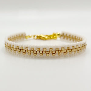 Hailey Beaded Bracelet - Ivory & Gold