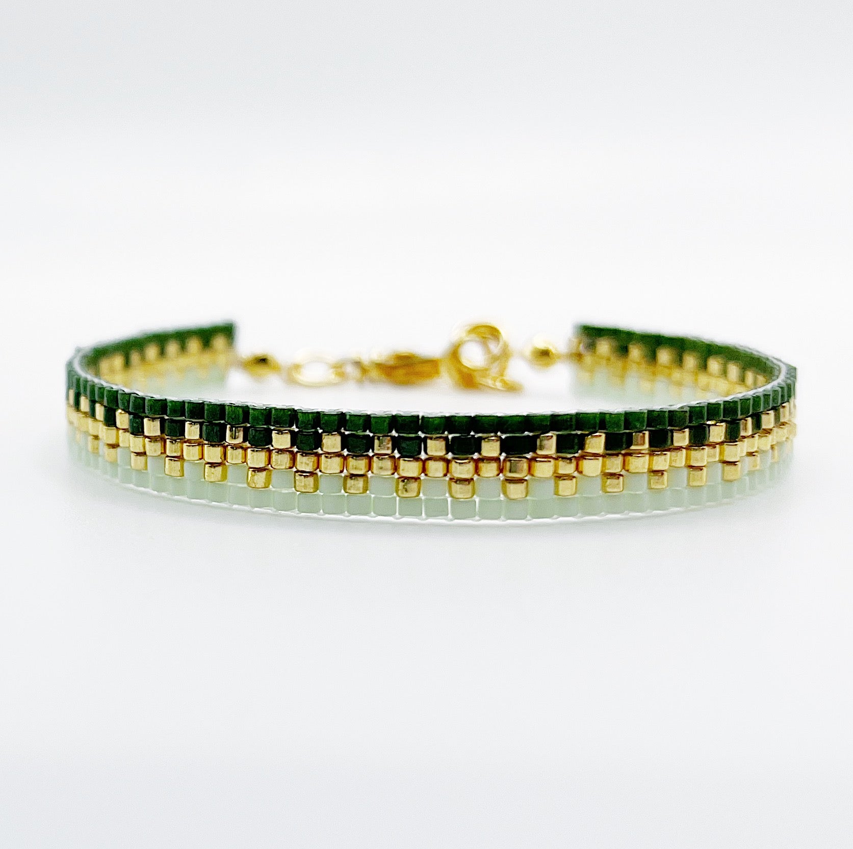 Hailey Beaded Bracelet - Green Duo & Gold