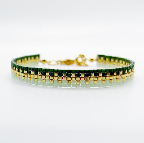 Hailey Beaded Bracelet - Green Duo & Gold