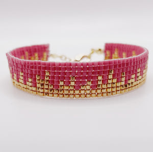 Madison Beaded Bracelet - Pink with Gold