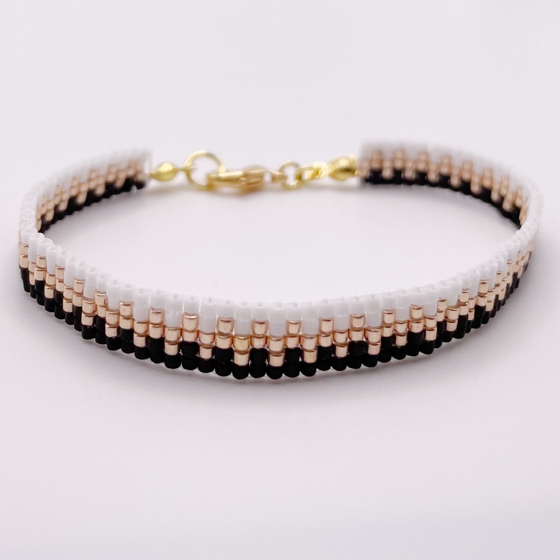 Hailey Beaded Bracelet - Black, White & Gold