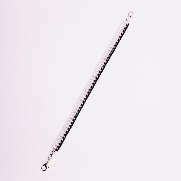 Hailey Beaded Bracelet - Black, White & Silver