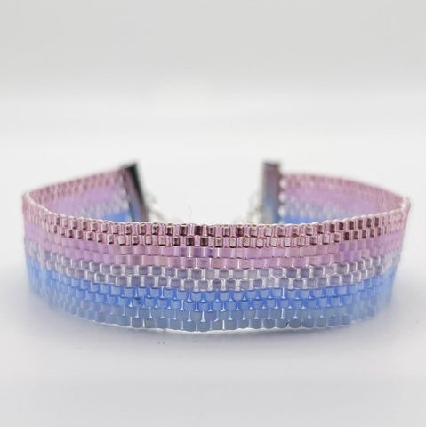 Charlotte Beaded Cuff - Blue and Pink  Ombré