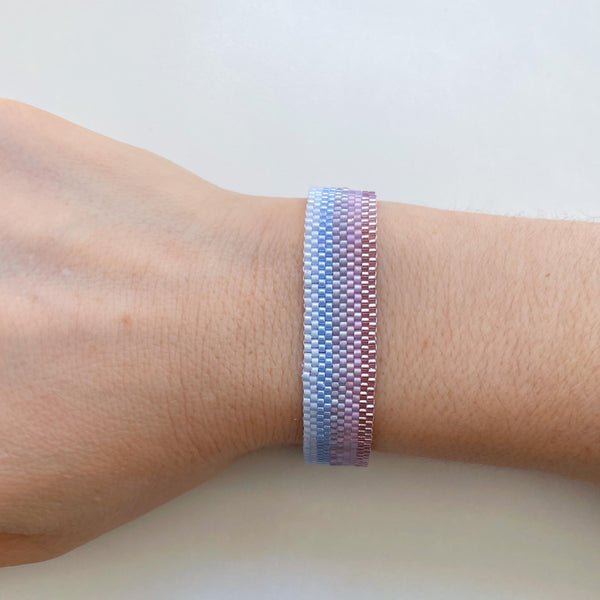 Charlotte Beaded Cuff - Blue and Pink  Ombré