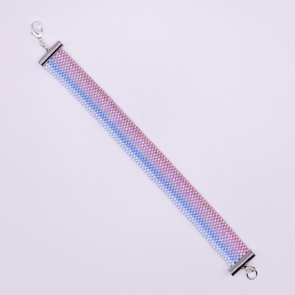 Charlotte Beaded Cuff - Blue and Pink  Ombré