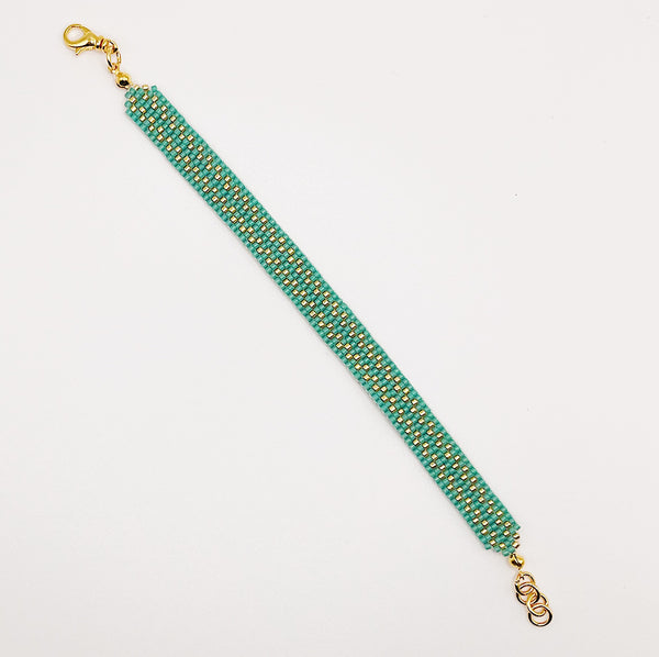 Cora Beaded Bracelet - Emerald & Gold