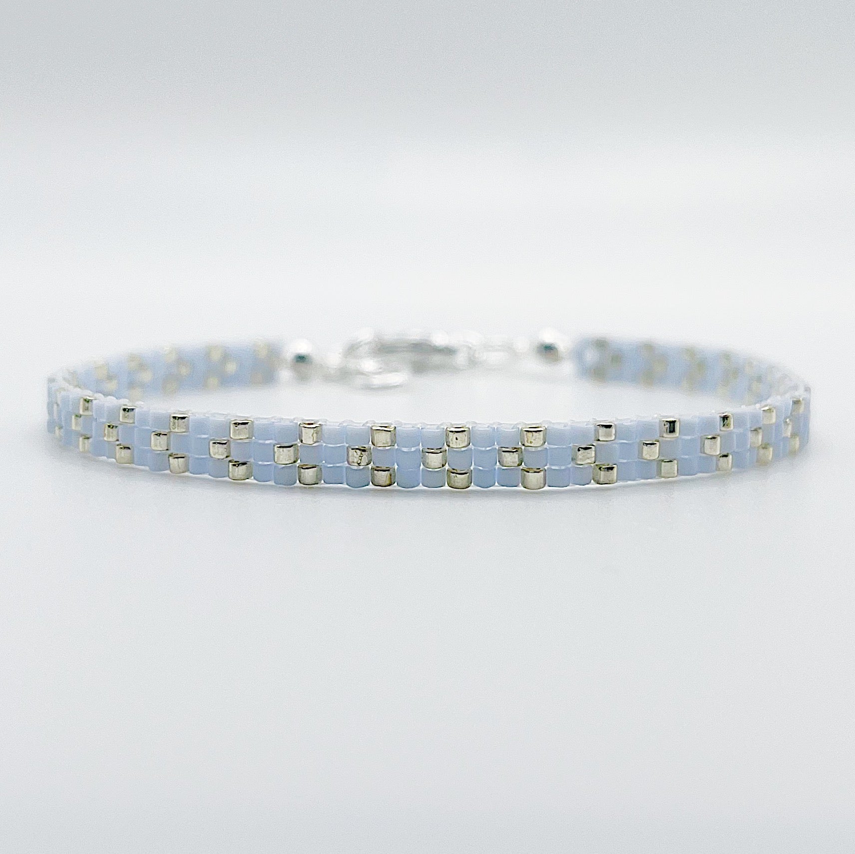 Rita Beaded Bracelet - Light Blue & Silver