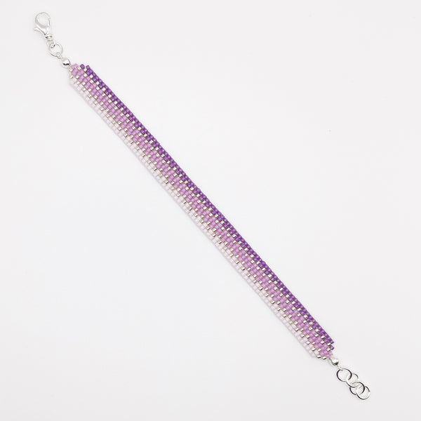 Cora Beaded Bracelet - Purple Ombré & Silver