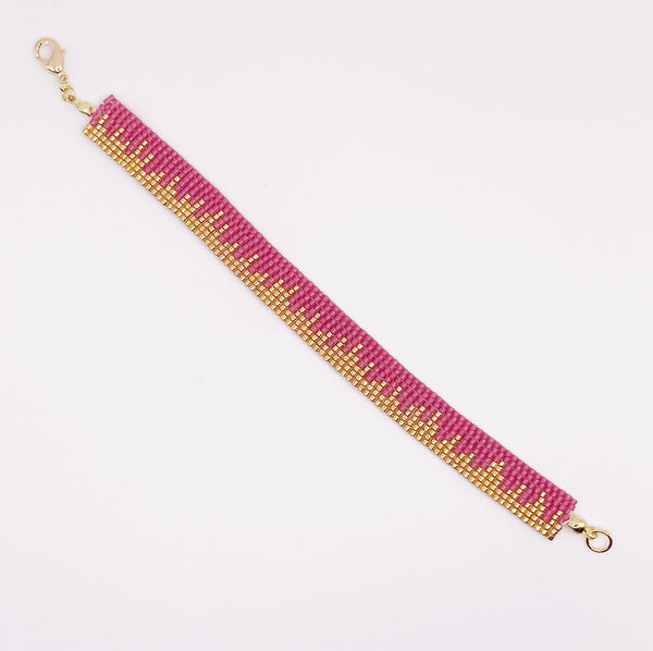 Madison Beaded Bracelet - Pink with Gold