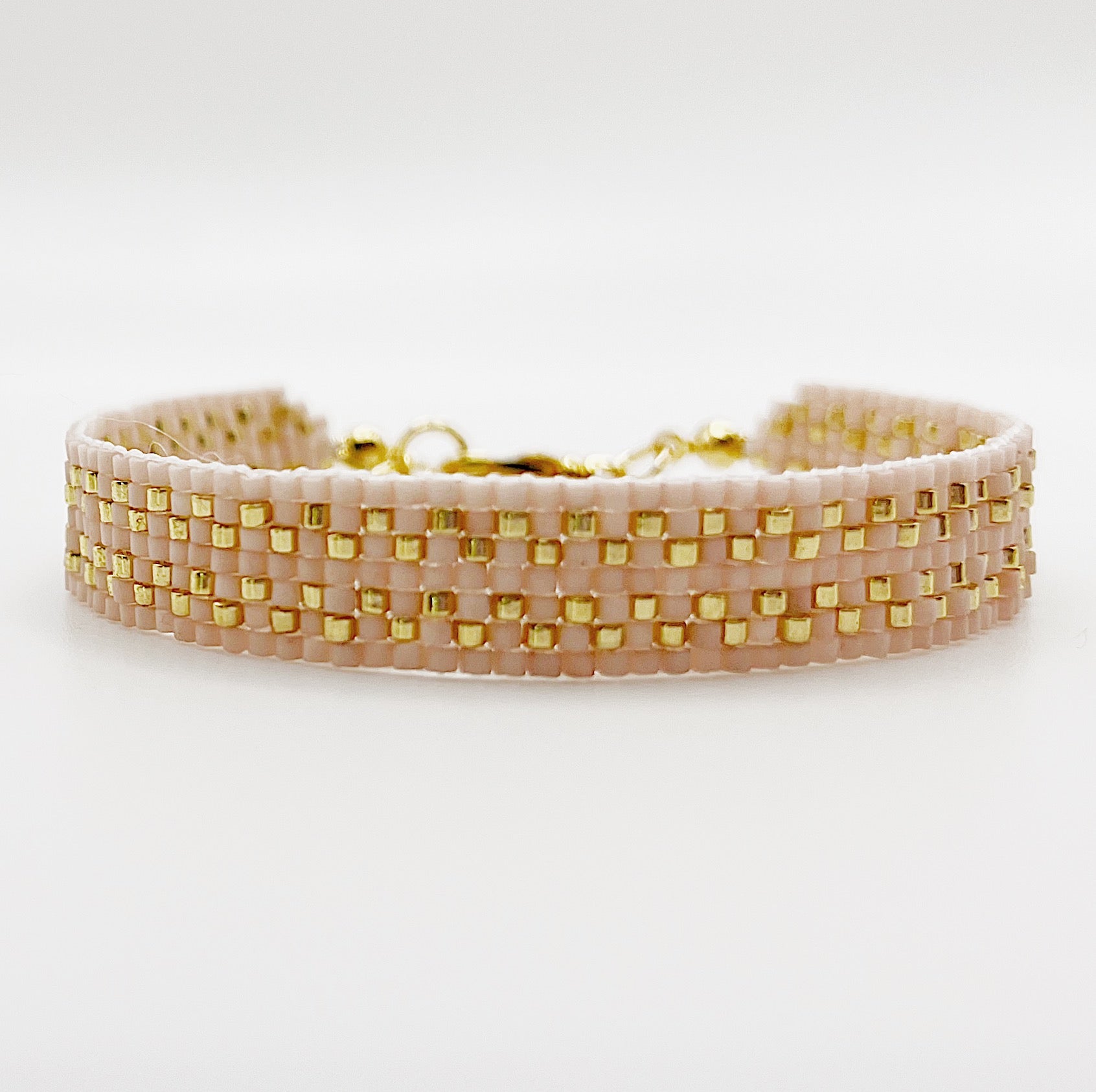 Cora Beaded Bracelet - Matte Light Pink & Gold