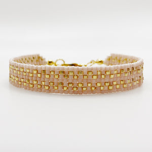 Cora Beaded Bracelet - Matte Light Pink & Gold
