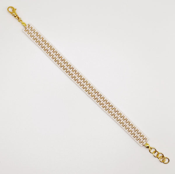 Cora Beaded Bracelet - Ivory & Gold