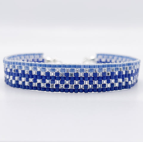 Cora Beaded Bracelet - Blue Ombré and Silver