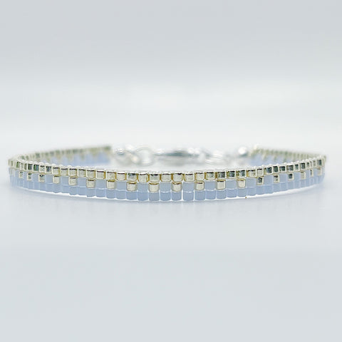 Mila Beaded Bracelet - Light Blue & Silver