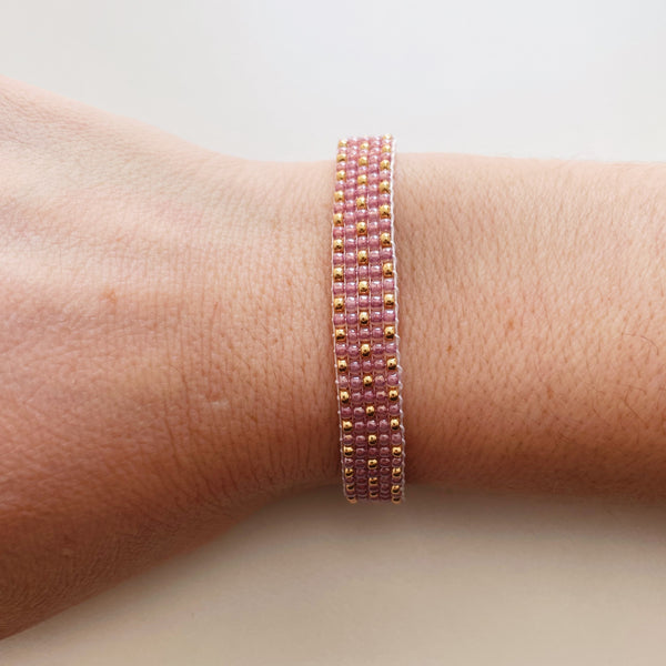 Sydney Beaded Bracelet - Pink and Gold