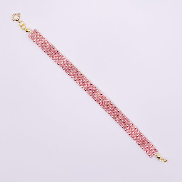 Sydney Beaded Bracelet - Pink and Gold