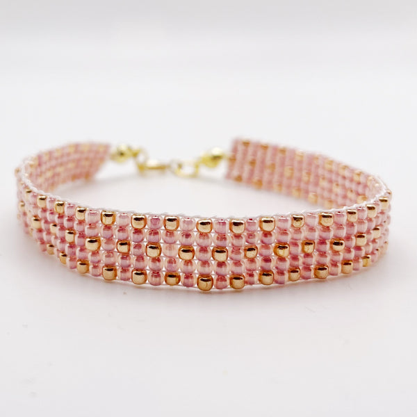 Sydney Beaded Bracelet - Pink and Gold