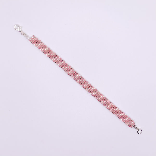 Austin Beaded Bracelet - Pink and Silver
