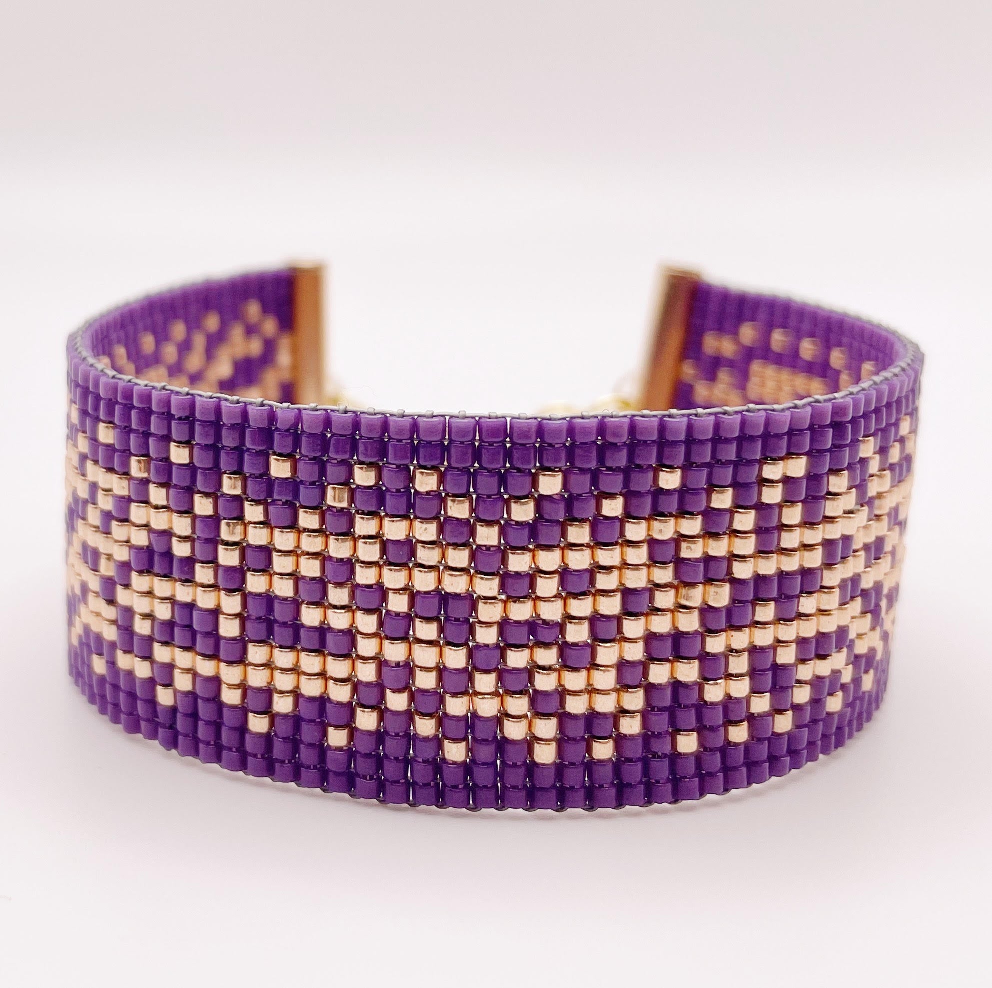 Victoria Beaded Cuff - Purple and Gold