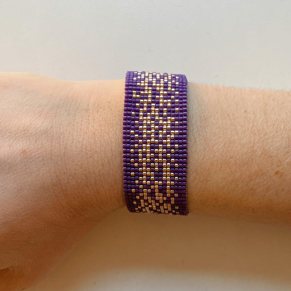 Victoria Beaded Cuff - Purple and Gold