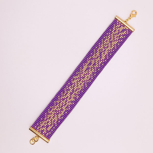 Victoria Beaded Cuff - Purple and Gold