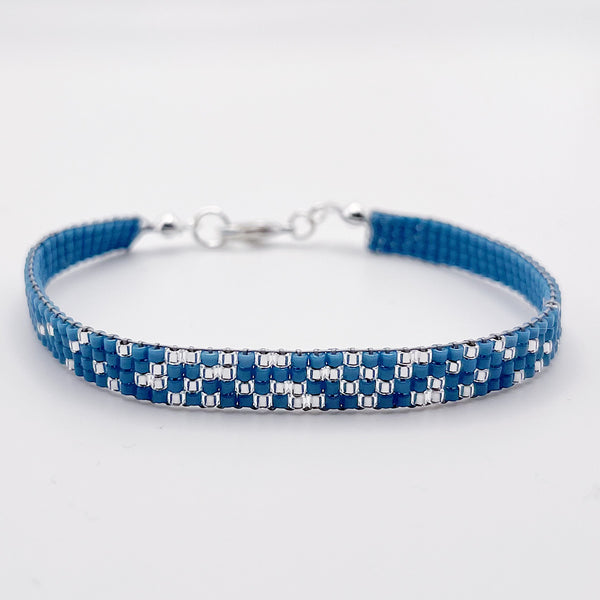 Chloe Beaded Bracelet - Teal and Silver